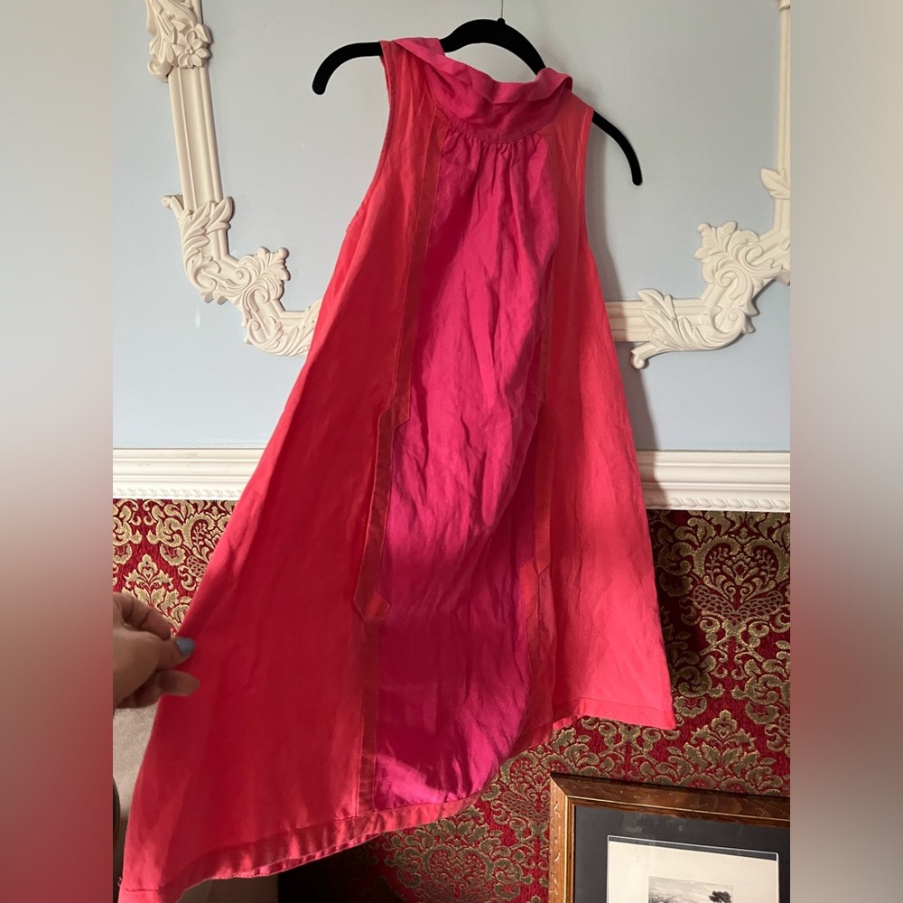 Tencel and Linen Babydoll Colorblock Dress